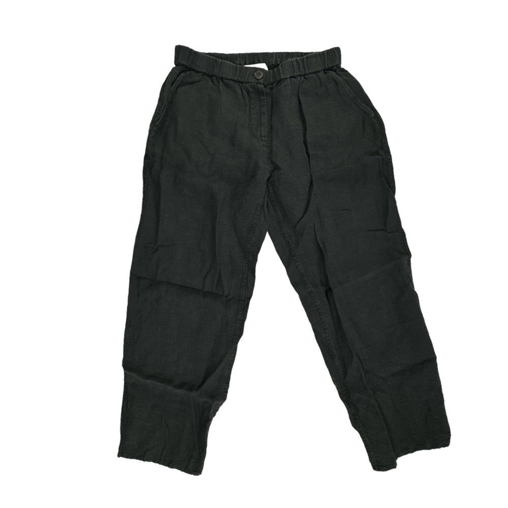 La Garconne Moderne Linen Pants Trouser Crop Black Wide Leg Size Small